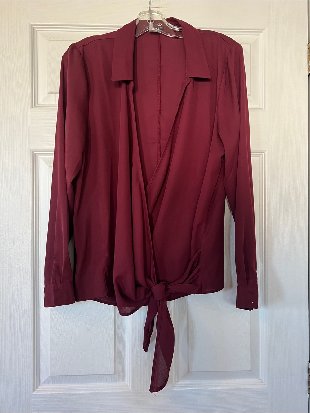 VENUS Burgundy Tie-Front Blouse